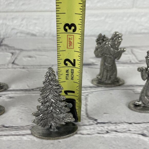Vintage 1993 Metzke Pewter Old World Santa and Christmas Tree Figurine Set of 8 - Picture 6 of 10